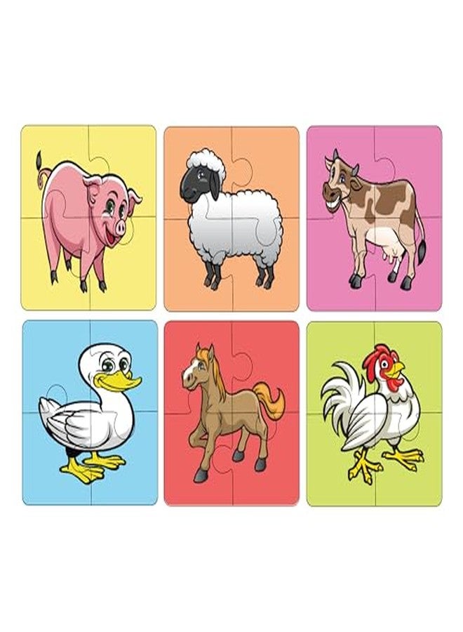 Khilonewale Combo 6 of Wooden Jigsaw Puzzle for Kids Ages 3+ | 10x10 CM | Educational Learning Toy for Toddlers & Preschoolers | Wooden Puzzle | Gift for Children | Toys for Kids | Puzzle (Farm Animal) - Image 1